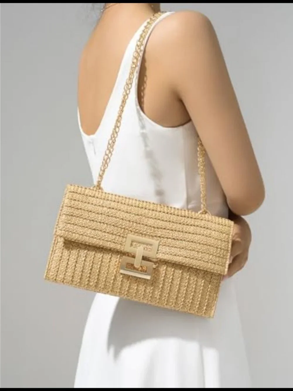 SWEETV Raffia Straw Clutch Woven Handbag Summer Beach Crossbody